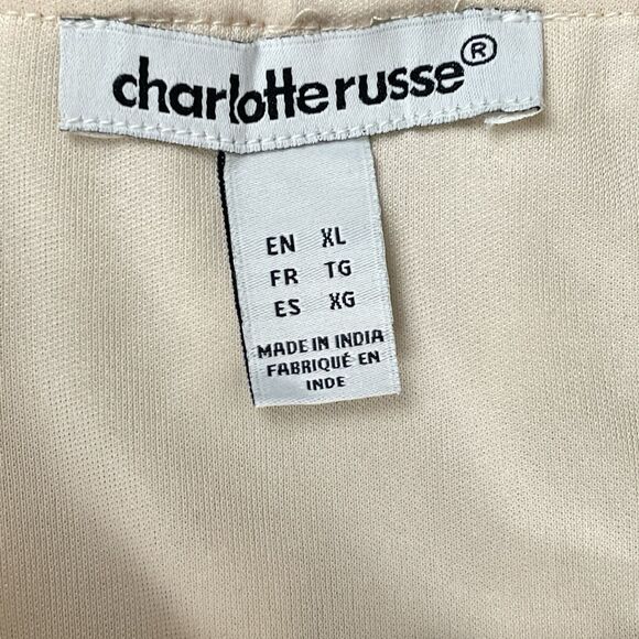 Charlotte Russe High Low Dress Women's XL Orange Sherbet Swiss Dot Sheer Lined - Picture 7 of 16